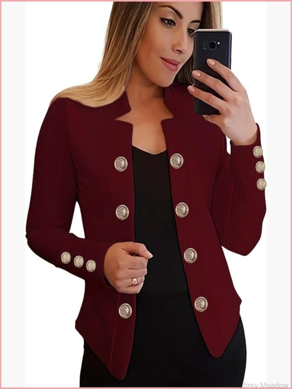 Double Breasted Slim Fit Blazer Notch Lapel Work Office Suit Jacket